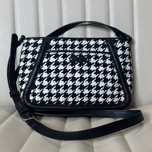 Vera Bradley Midnight Houndstooth Pattern Leather Trimmed CB Shoulder Bag NWOT